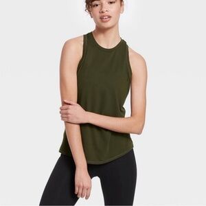 All in Motion Women's Active Essential Racerback Tank Top Olive Green Sz XS